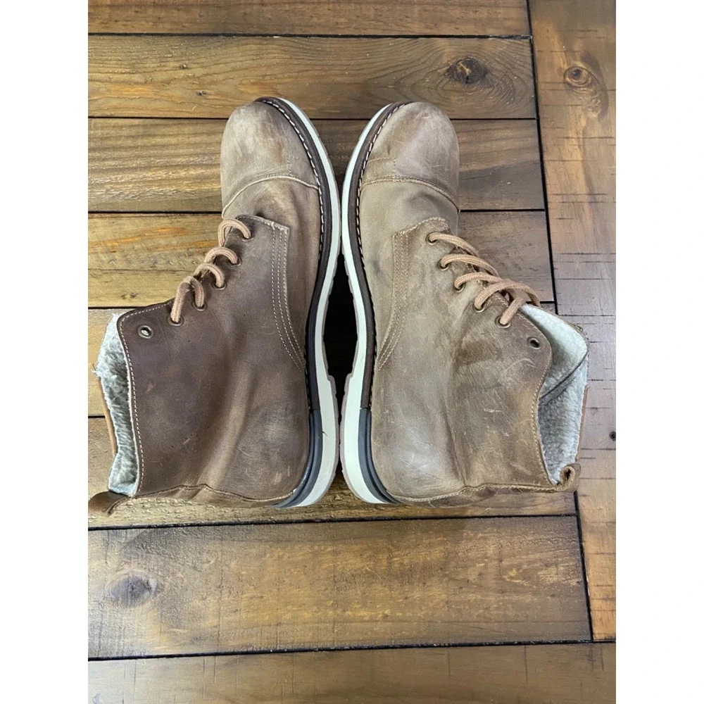 Bullboxer Gelos Men's Boots Size 13 Brown Leather Cap Toe Fur Lined Portugal